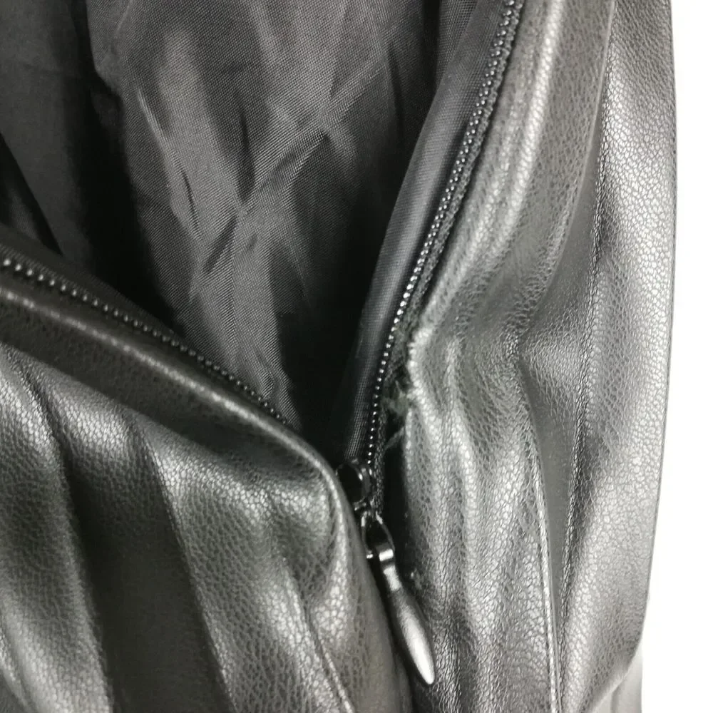 Bagatelle Womens Skirt Pleated Faux Vegan Leather Black Midi‎ Side Zip Lined S